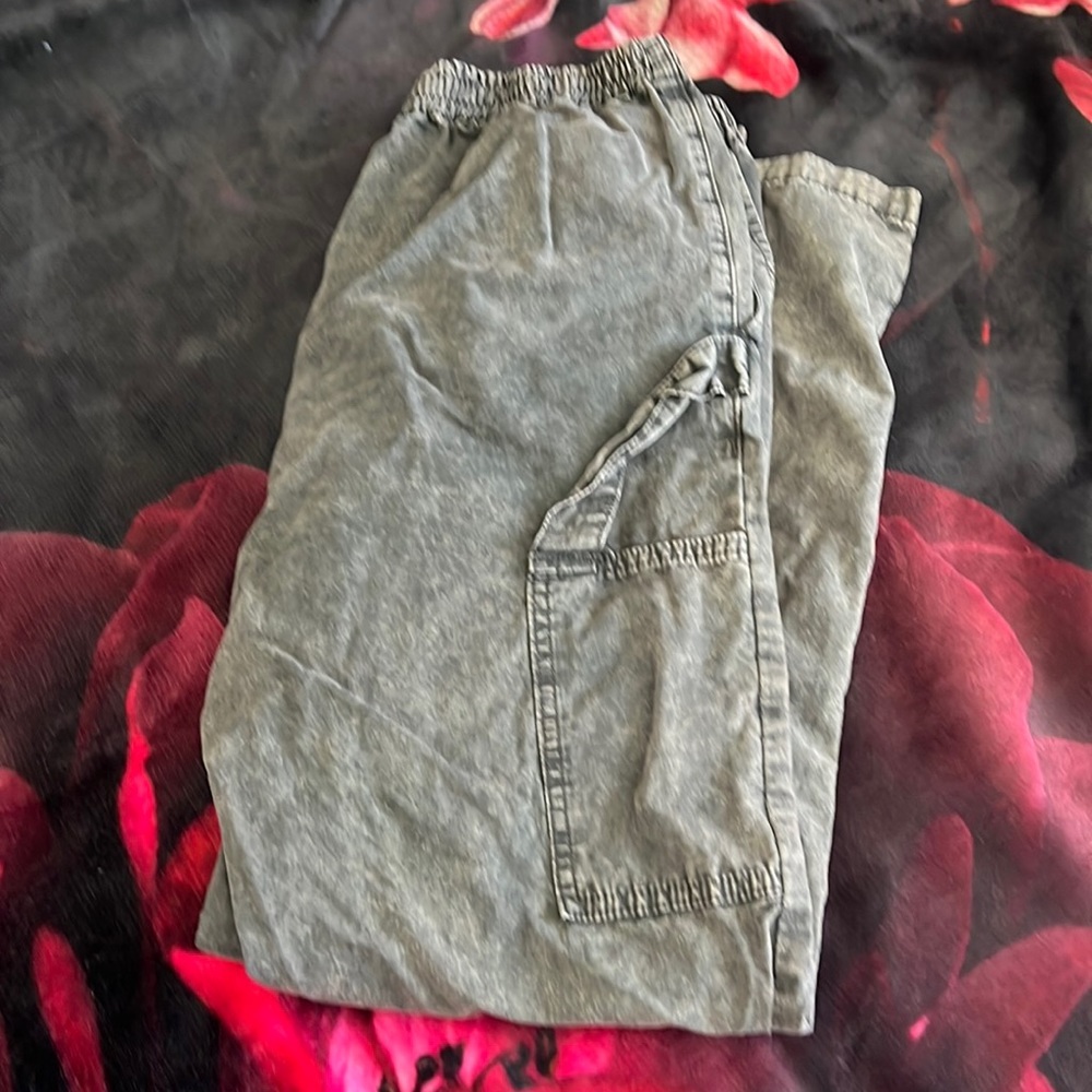 Acid wash black denim pants
